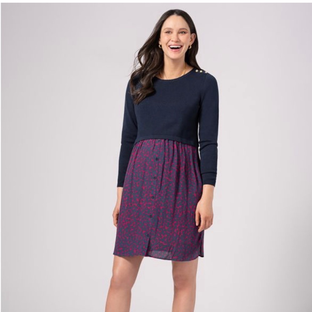 Navy blue and maroon maternity sweater dress - Seraphine size 8